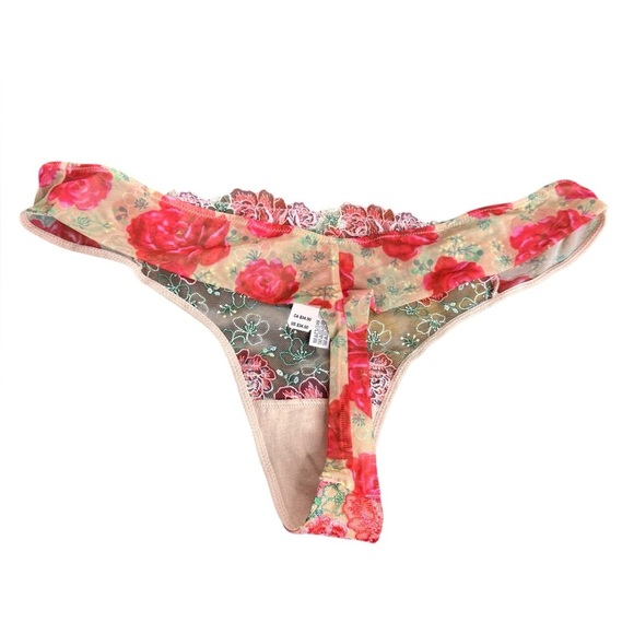 Victoria's Secret Floral Embroidery Lace Thong Red - Picture 3 of 8
